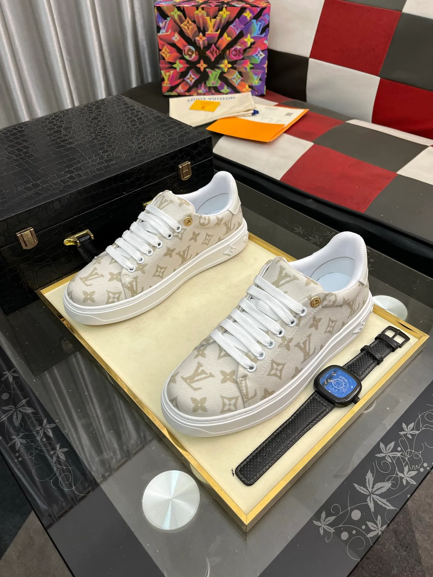 Men's shoes 💰540⌚️⌚️[Louis Vuitton LV] Dad shoes are popular casual sports shoes with outsole, breathable and comfortable, easy to walk, trendy men's versatile fly woven epoxy matching ➕leather lining➕Gucci's popular original outsole, sports and running style, super comfortable. Size 38-445️⃣Colors available